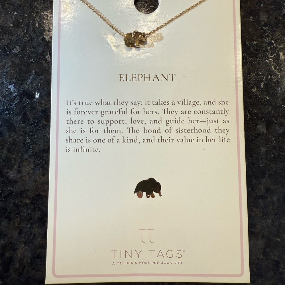 Tiny Tags Elegant Gold Elephant Necklace
